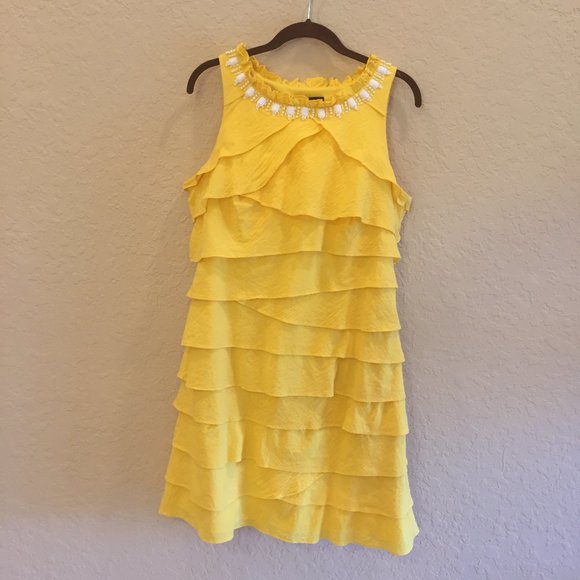 SL Fashions Sleeveless Tiered Beaded Dress Size 14 - Picture 2 of 6